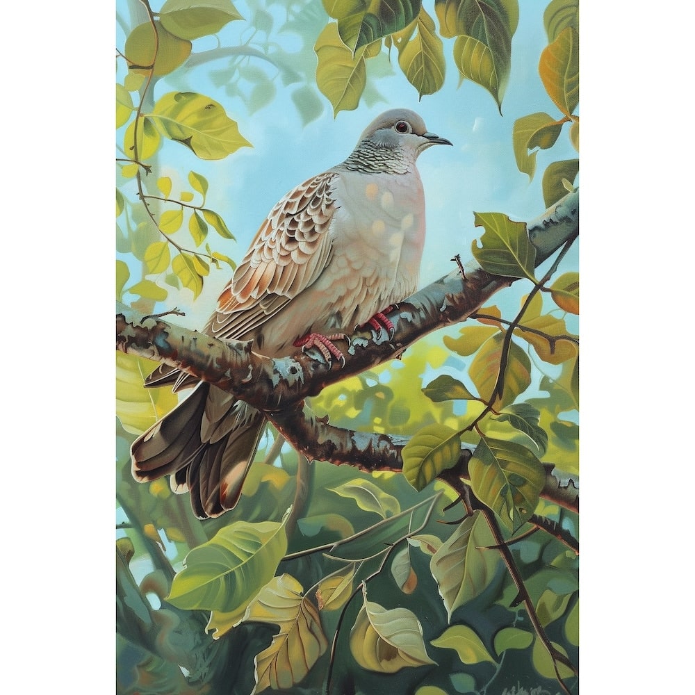 Peinture Tourterelle, art mural décoration nature, vue 2