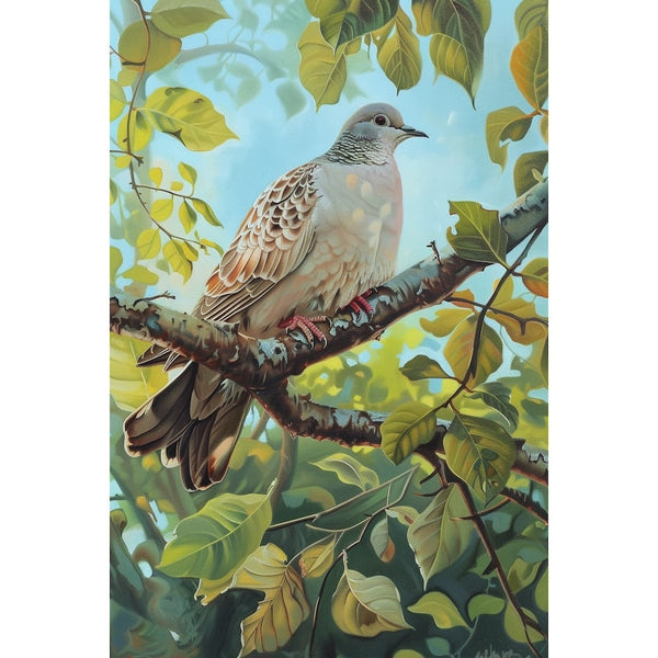 Peinture Tourterelle, art mural décoration nature, vue 2