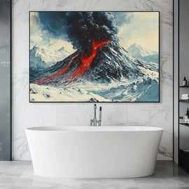 Peinture de Volcan, art mural décoration nature