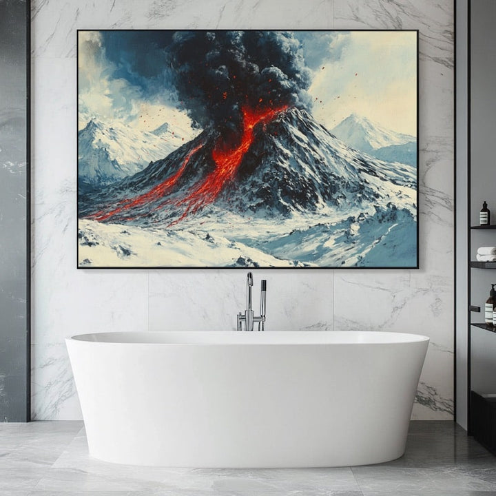Peinture de Volcan, art mural décoration nature