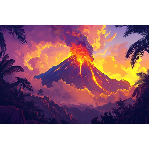 Peinture Volcan Moderne, art mural décoration nature