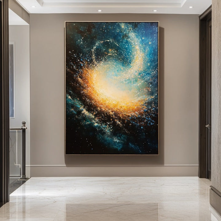 Peinture Galaxie Spirale Abstraite, art mural décoration nature