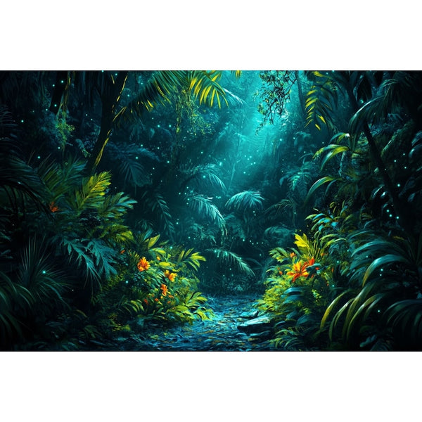 Peinture Jungle Nocturne, art mural décoration nature