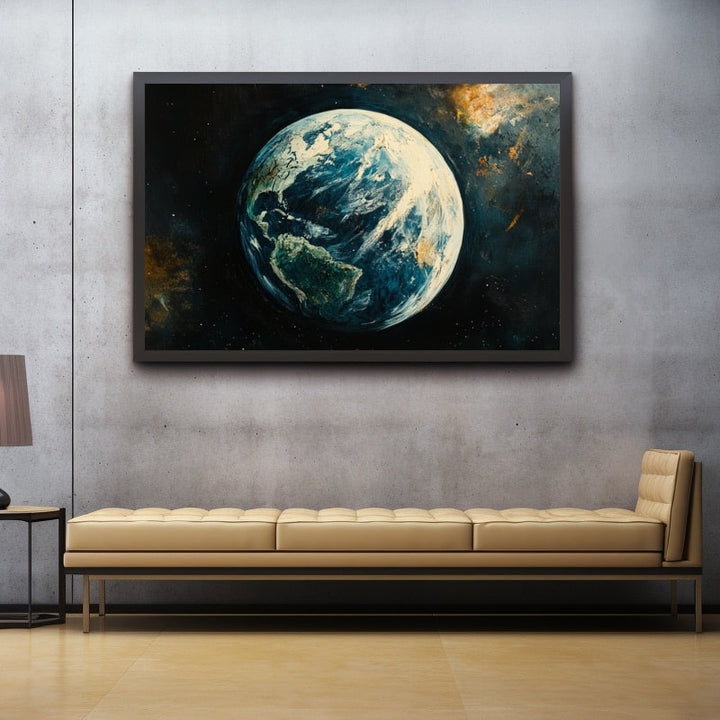 Peinture Terre Vue de l'Espace, art mural décoration nature
