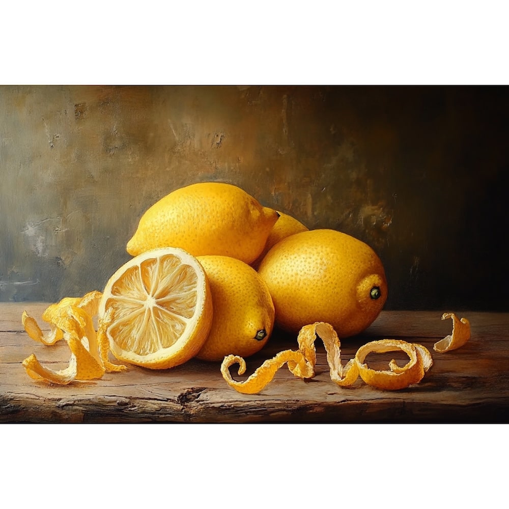 Peinture de Citrons, art mural décoration nature