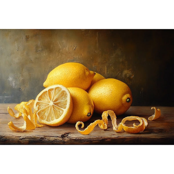 Peinture de Citrons, art mural décoration nature