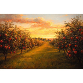 Peinture Verger au Soleil Couchant, art mural décoration nature