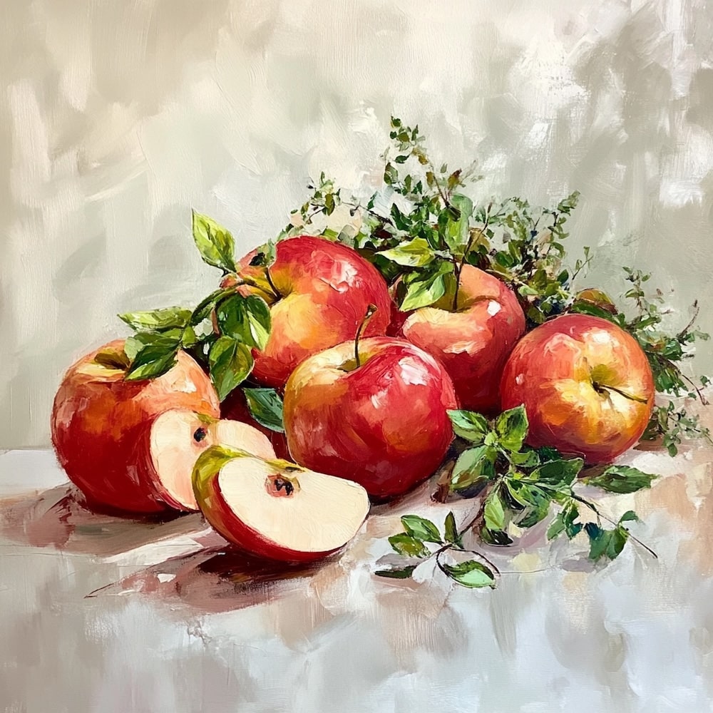 Peinture Pommes Rouges Modernes, art mural décoration nature