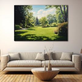 Peinture Jardin Verdoyant, art mural décoration nature
