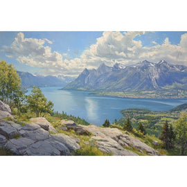 Peinture Lac Leman, art mural décoration nature