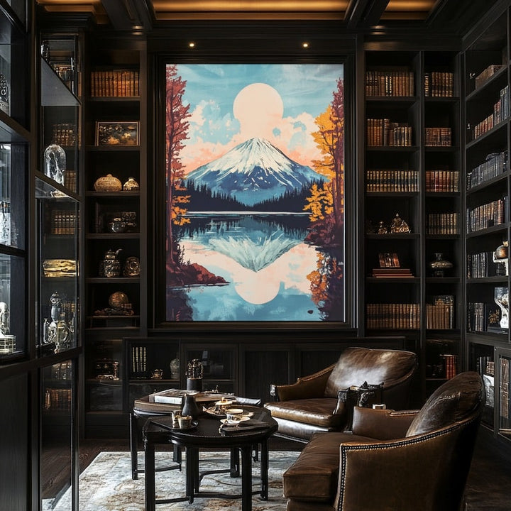 Peinture du Mont Fuji, art mural décoration nature