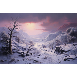 Peinture Montagne Ensevelie de Neige, art mural décoration nature