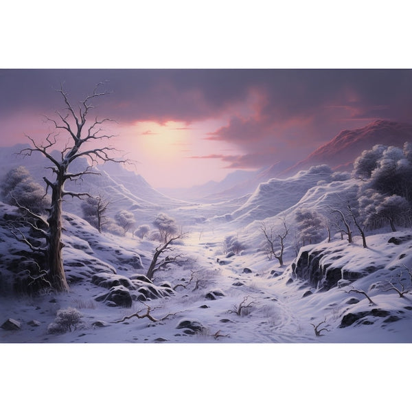 Peinture Montagne Ensevelie de Neige, art mural décoration nature