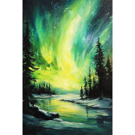 Peinture d'une Aurore Boréale, art mural décoration nature