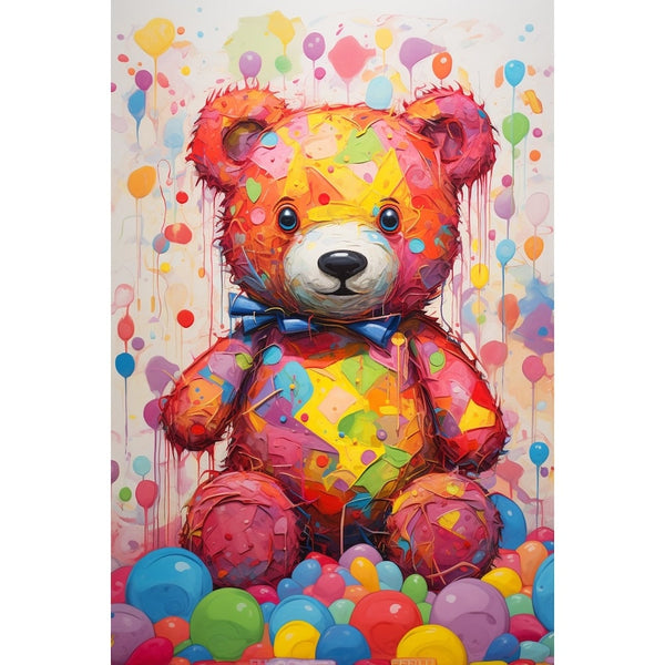Tableau Ours en Peluche Multicolore, art mural décoration nature
