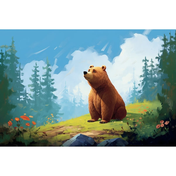 Tableau Petit Ours Brun, art mural décoration nature