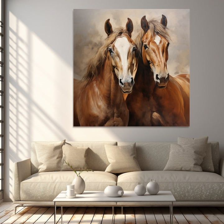 Portrait de Chevaux en Peinture, art mural décoration nature