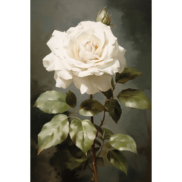 Tableau Rose Blanche, art mural décoration nature