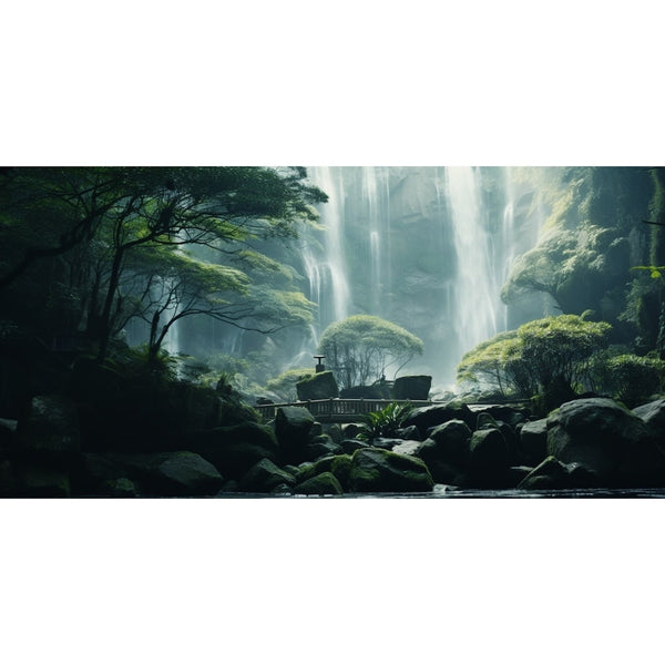 Tableau 5 Panneaux Cascade Zen, art mural décoration nature