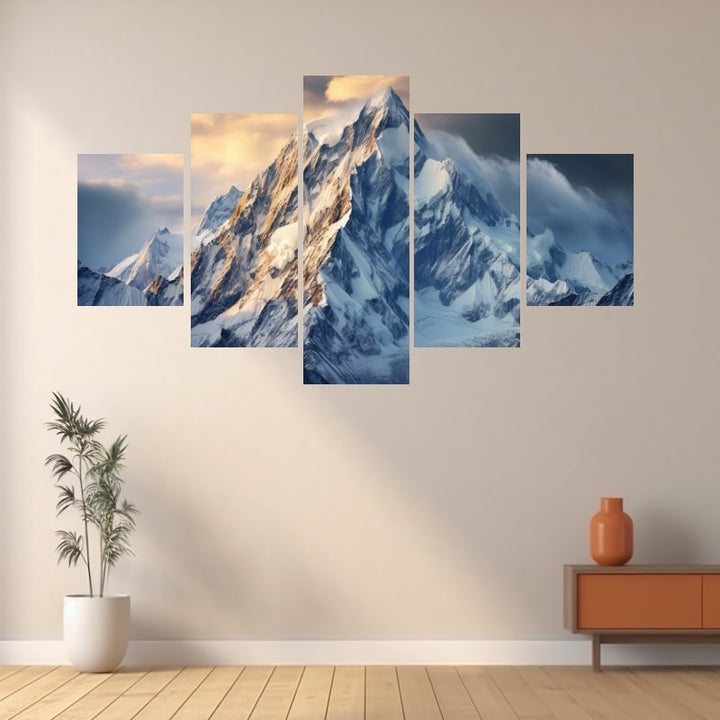 Tableau 5 Parties Montagne, art mural décoration nature