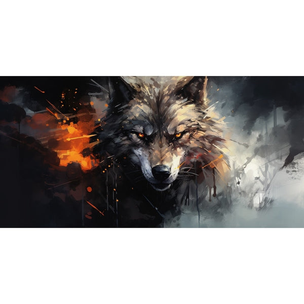 Tableau 5 Parties Loup, art mural décoration nature