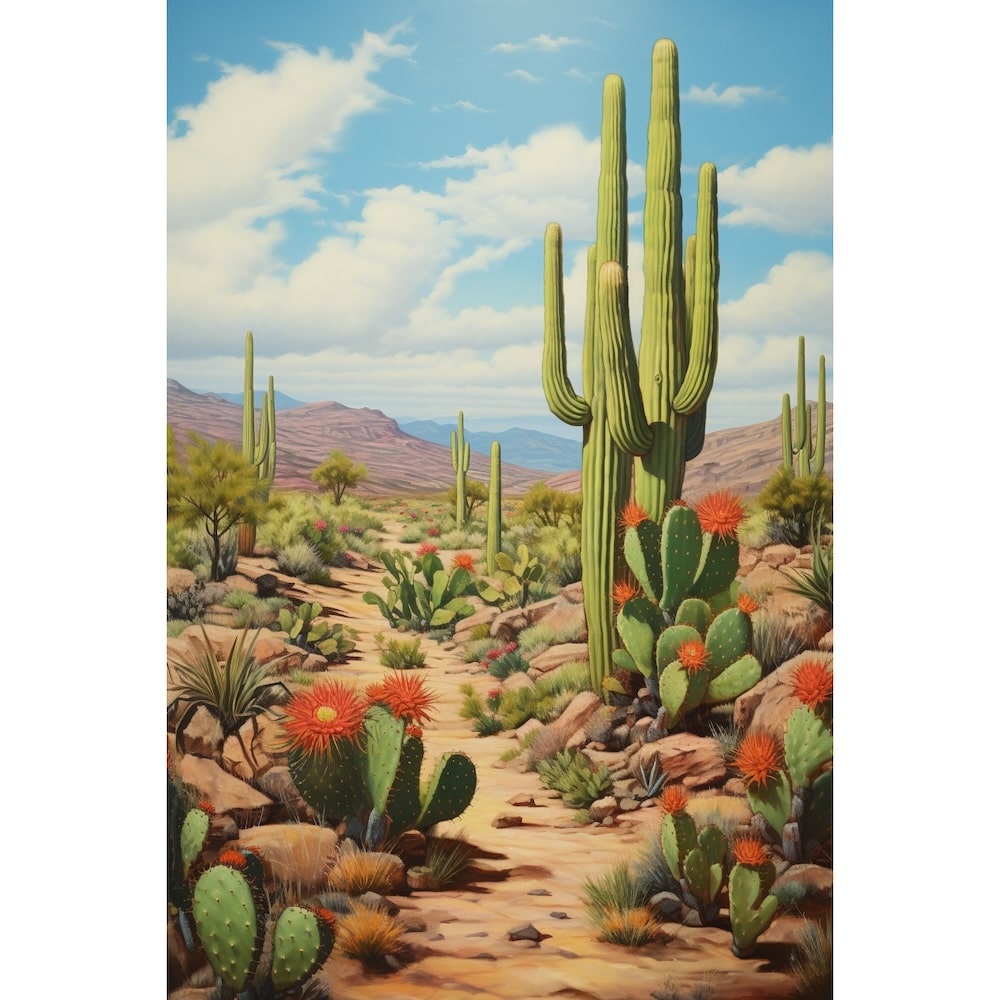 Tableau À Huile Avec Cactus