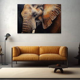 Tableau à Huile Éléphant, art mural décoration nature