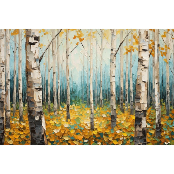 Tableau Abstrait Arbre Bouleaux, art mural décoration nature