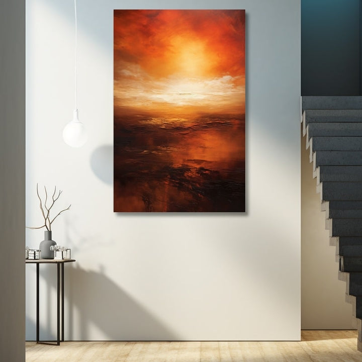 Tableau Abstrait Coucher de Soleil, art mural décoration nature