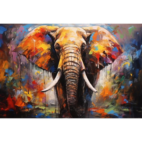 Tableau Abstrait Coloré Éléphant, art mural décoration nature
