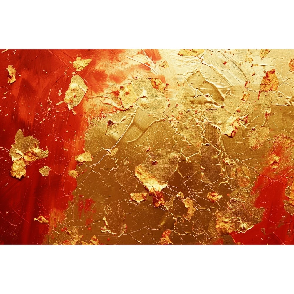 Tableau Abstrait Feuille d'Or, art mural décoration nature