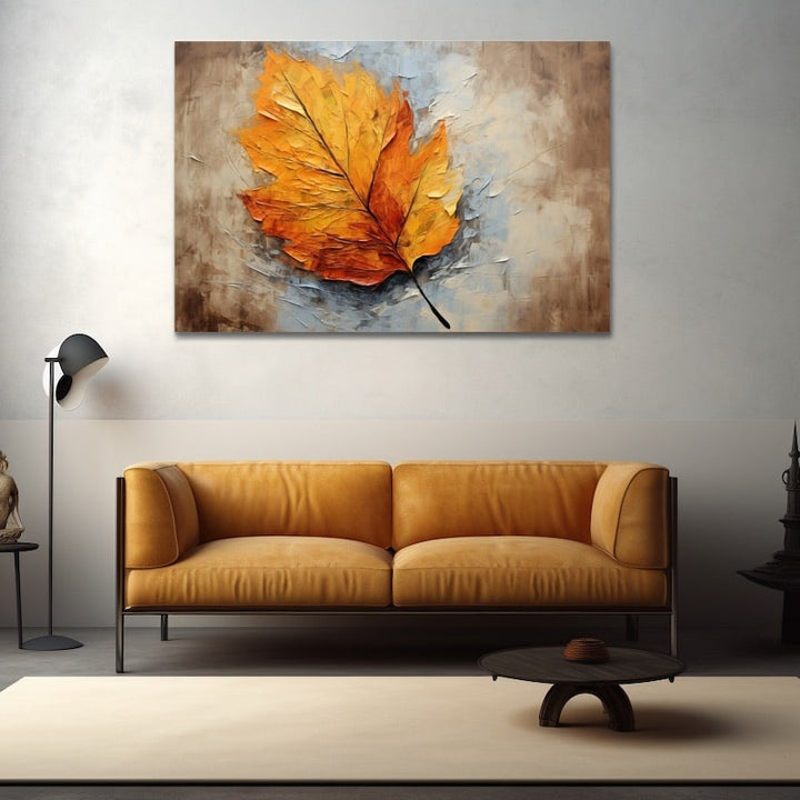 Tableau Abstrait Feuille Morte, art mural décoration nature