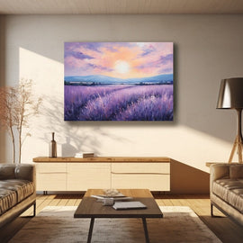 Tableau Abstrait Lavande, art mural décoration nature