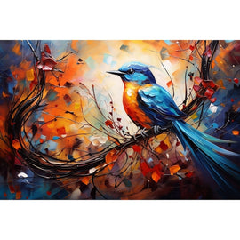 Tableau Oiseau Abstrait Moderne Multicolore, art mural décoration nature, vue 2