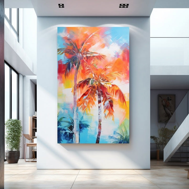 Tableau Abstrait Palmier, art mural décoration nature