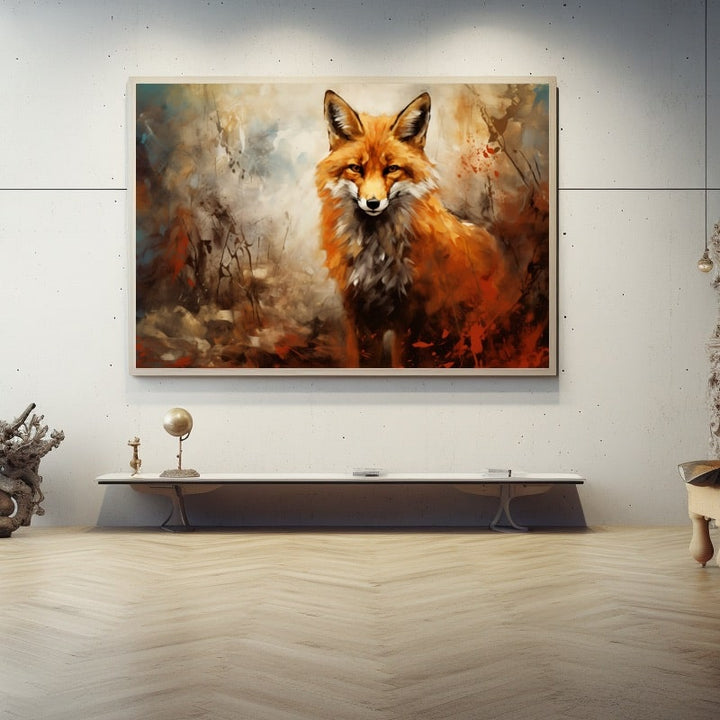 Tableau Abstrait Renard, art mural décoration nature