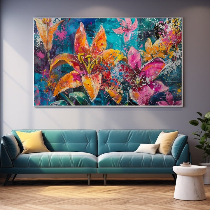 Tableau Acrylique Fleurs Moderne