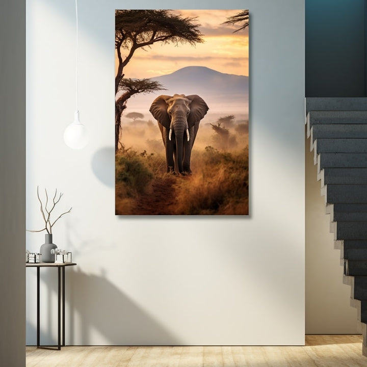 Tableau Africain avec Éléphant, art mural décoration nature