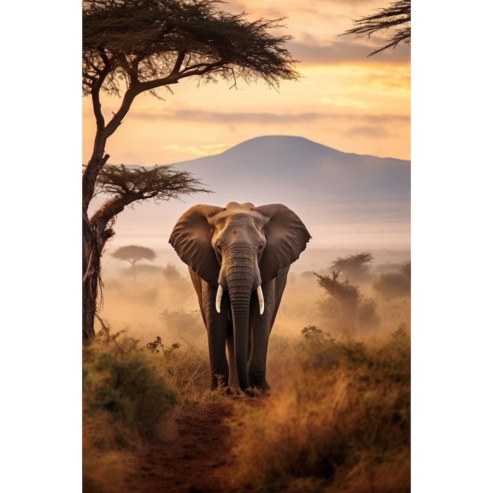 Tableau Africain avec Éléphant, art mural décoration nature