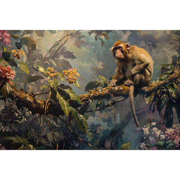 Tableau Singe en Jungle Luxuriante, art mural décoration nature