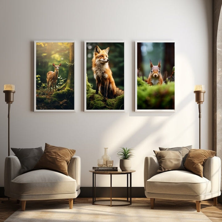 Tableau Animaux de la Forêt, art mural décoration nature