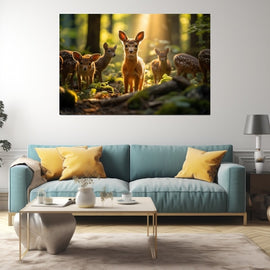 Tableau Faons dans une Clairière, art mural décoration nature