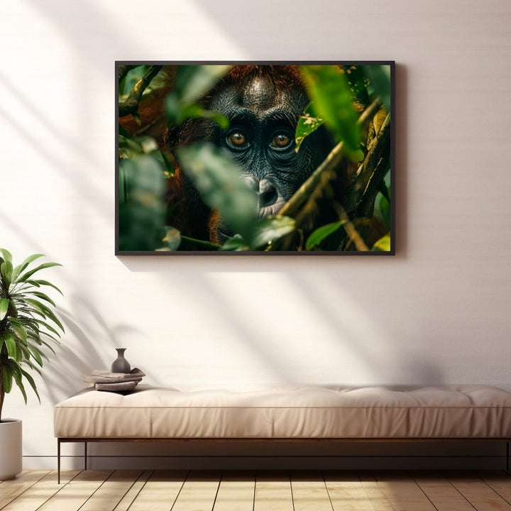 Tableau Jungle Singe Espiègle, art mural décoration nature