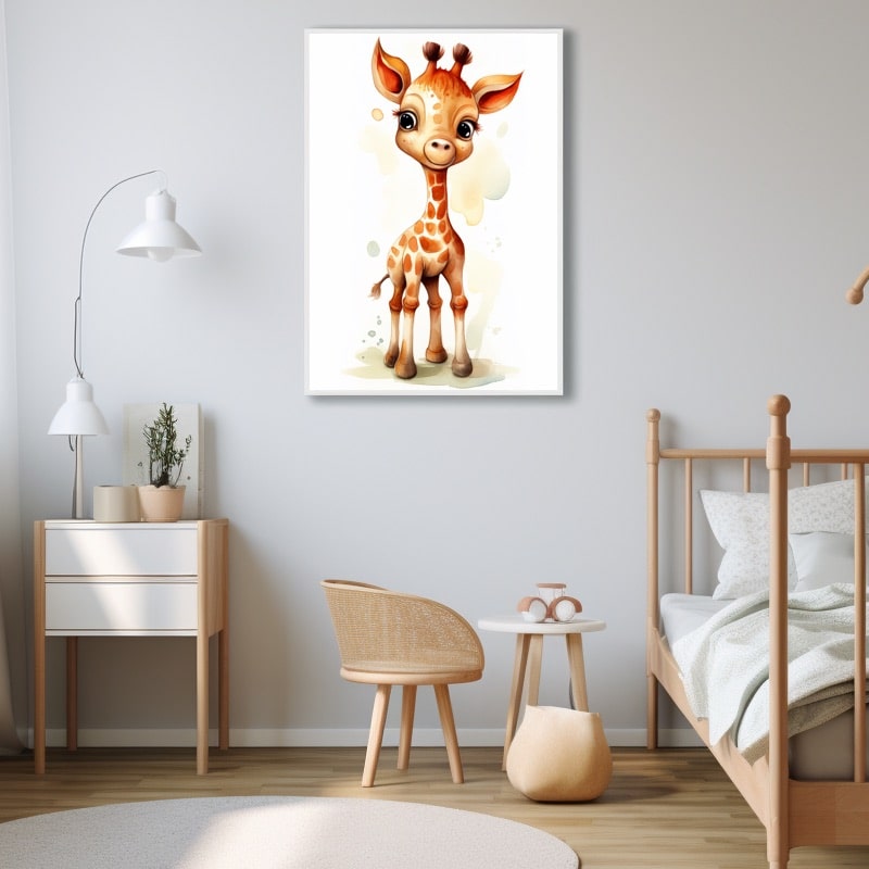 Tableau Aquarelle Bébé Girafe