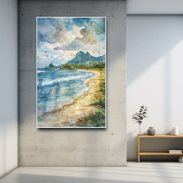 Tableau Aquarelle Bord de Mer, art mural décoration nature