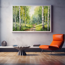 Tableau Aquarelle Bouleau, art mural décoration nature
