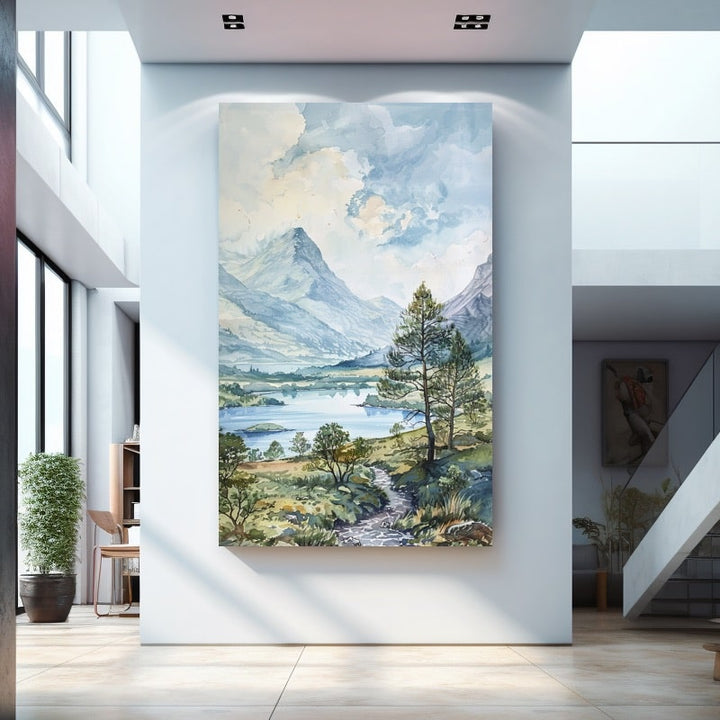 Tableau Paysage de Lac et Montagnes - Pin Solitaire, art mural décoration nature
