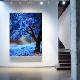 Tableau Arbre Bleu, art mural décoration nature