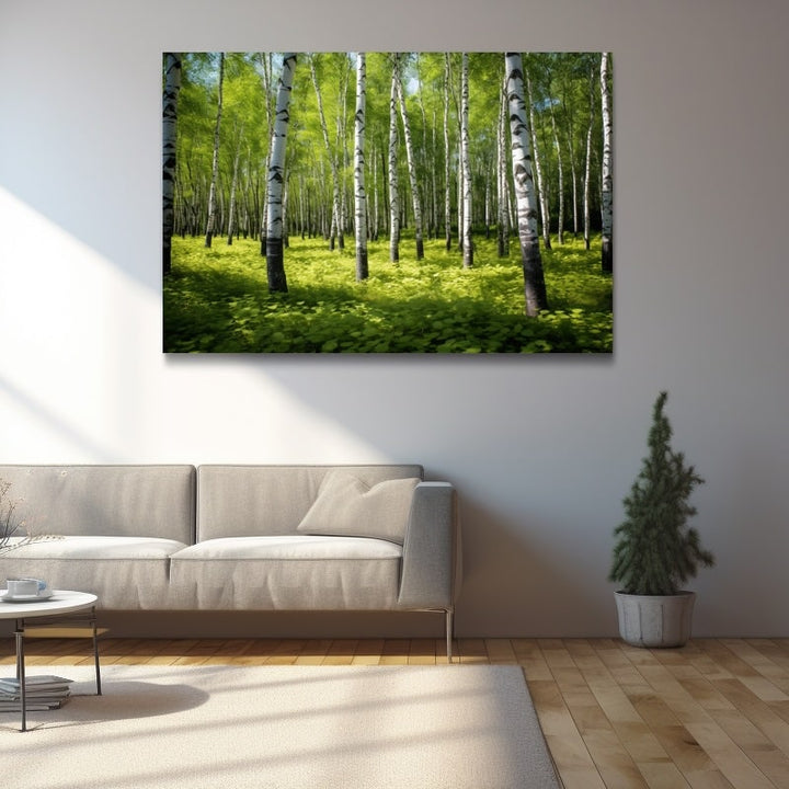 Tableau Arbre Bouleau Au Printemps, art mural décoration nature