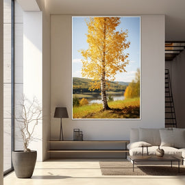 Tableau Arbre Bouleau, art mural décoration nature